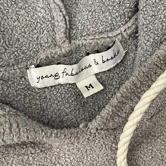 Young Fabulous & Broke Soft French Terry Hoodie Fuzzy Size M Gray Sweatshirt - Picture 5 of 7